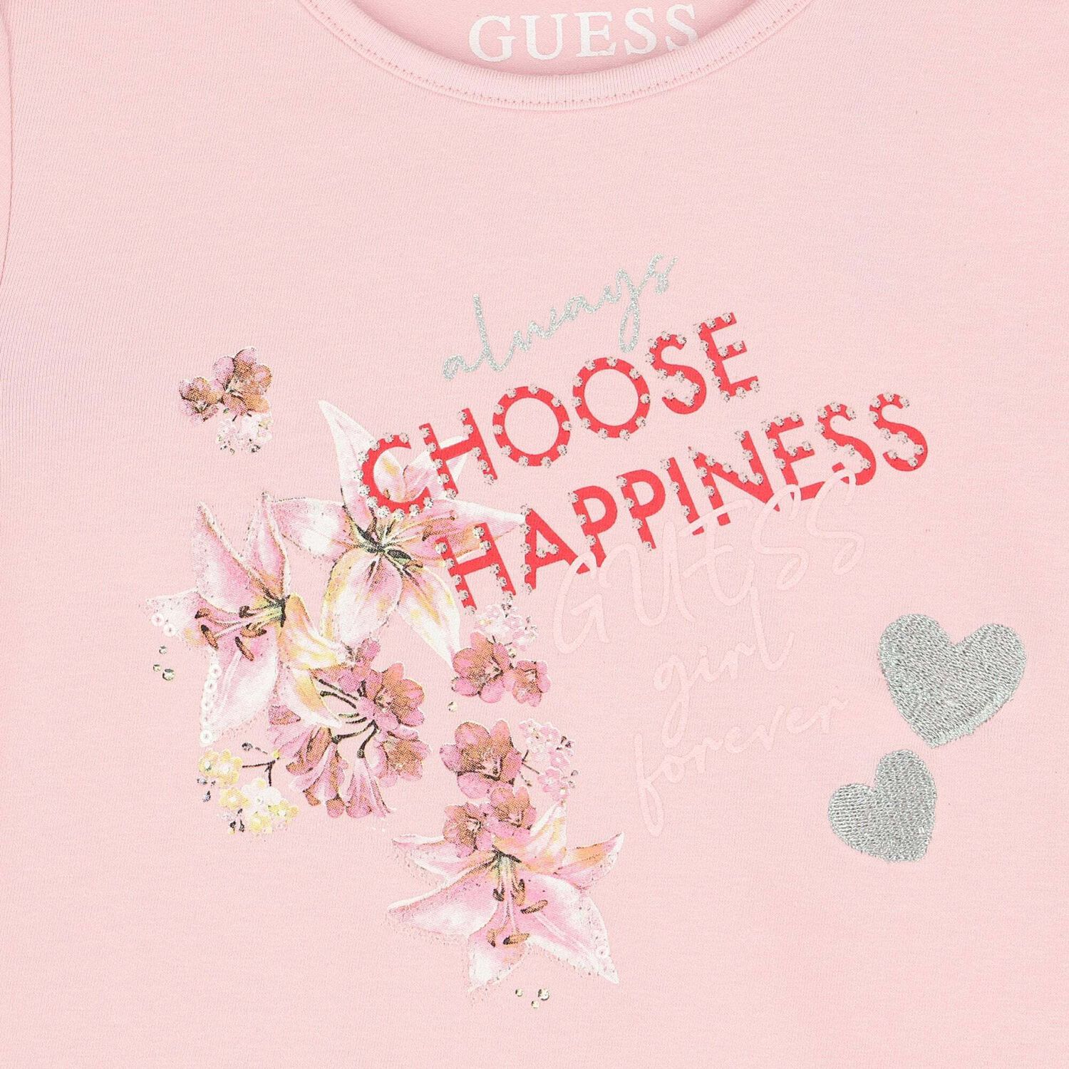 Girls Pink Floral Top, 1, hi-res