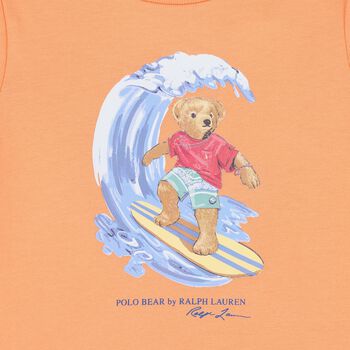 Baby Boys Orange Teddy Bear Logo T-Shirt