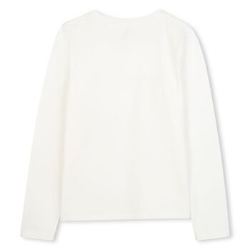 Girls White Logo Long Sleeve Top