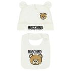 Ivory Teddy Bear Logo Hat & Bib Baby Gift Set, 1, hi-res