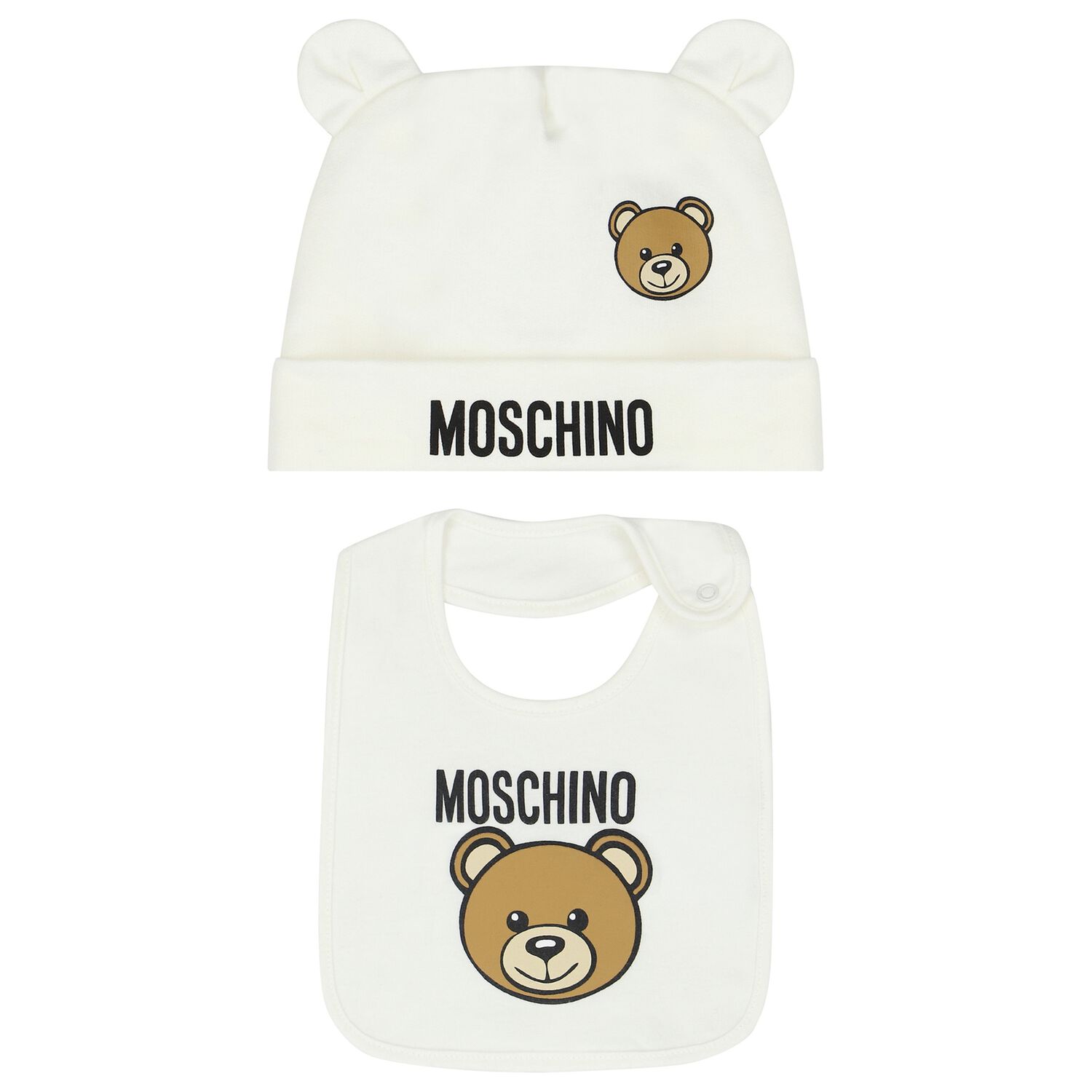 Ivory Teddy Bear Logo Hat & Bib Baby Gift Set, 1, hi-res image number null