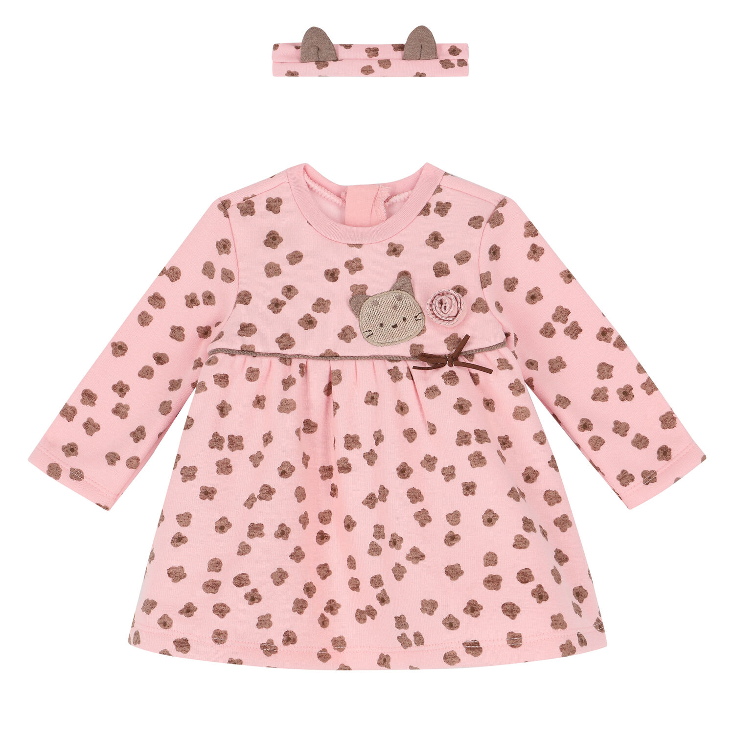 Baby Girls Pink Flower Dress, 1, hi-res
