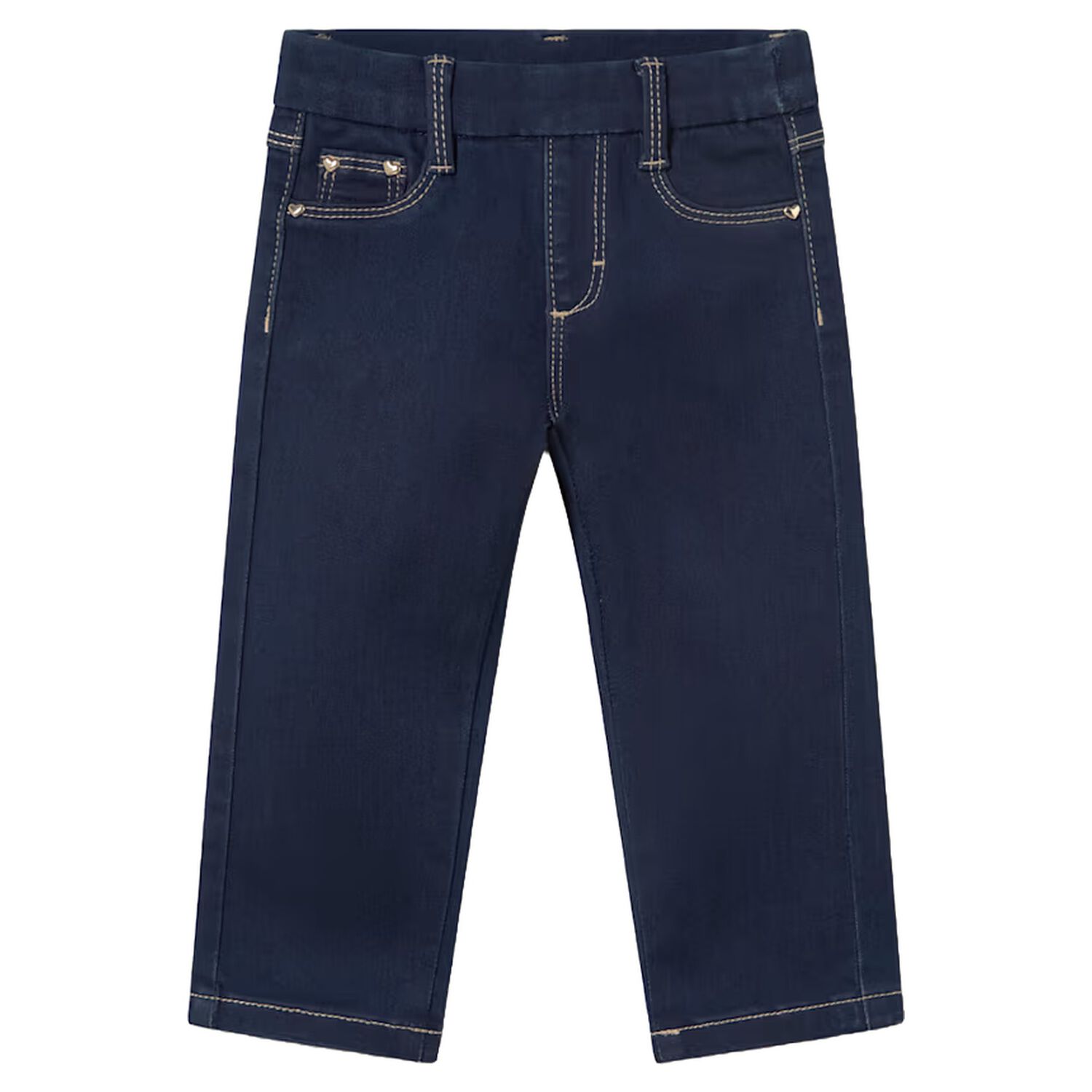 Younger Girls Navy Blue Denim Jeans, 1, hi-res