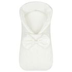 Baby Girls White Satin Bow Nest, 1, hi-res