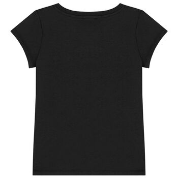 Girls Black Embellished Teddy Logo T-Shirt