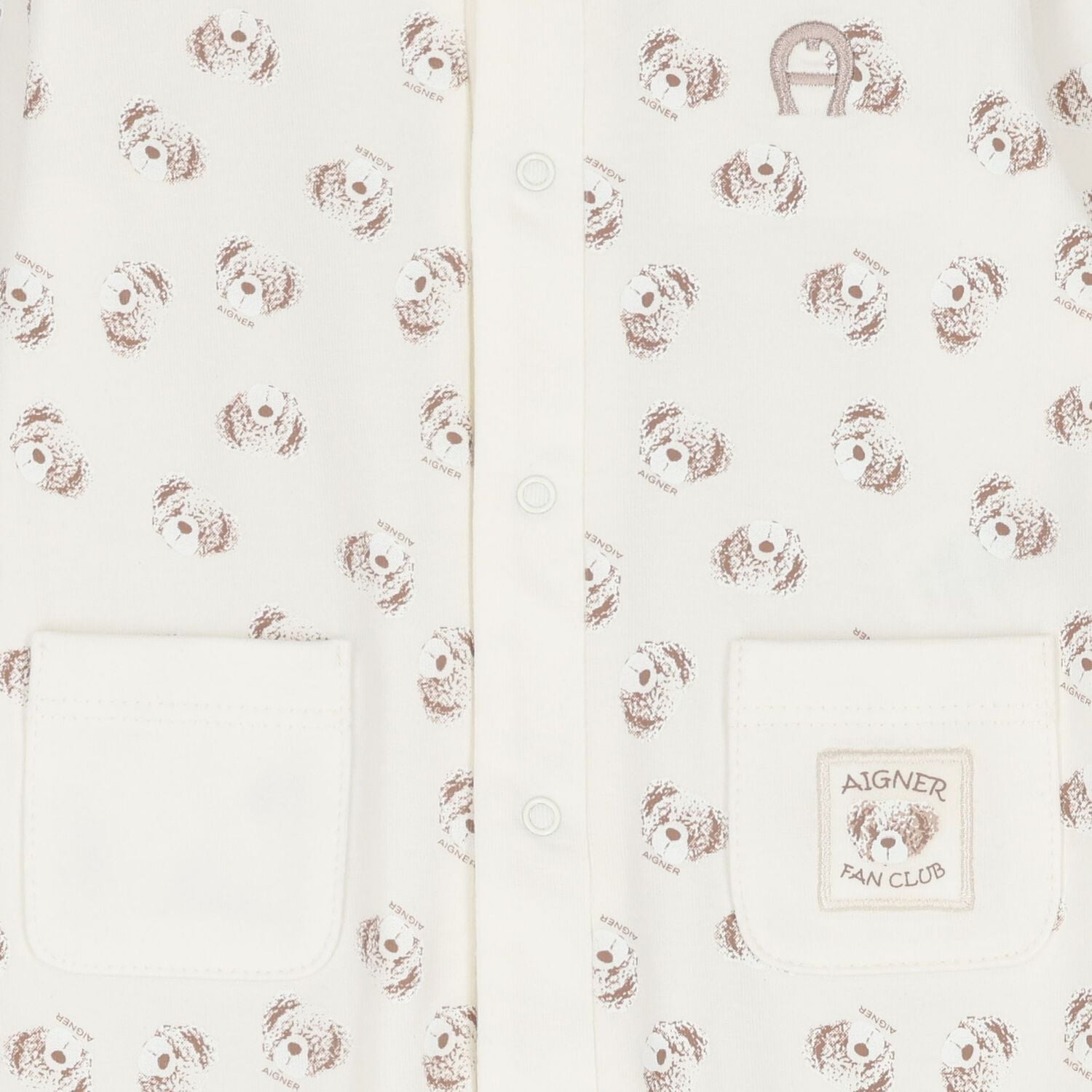 Ivory & Beige Teddy Bear Logo Babygrow, 1, hi-res