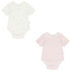Baby Girls White & Pink Bodysuits ( 2-Pack ), 2, hi-res