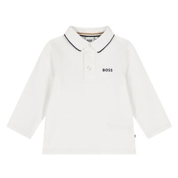 Younger Boys White Logo Polo Shirt