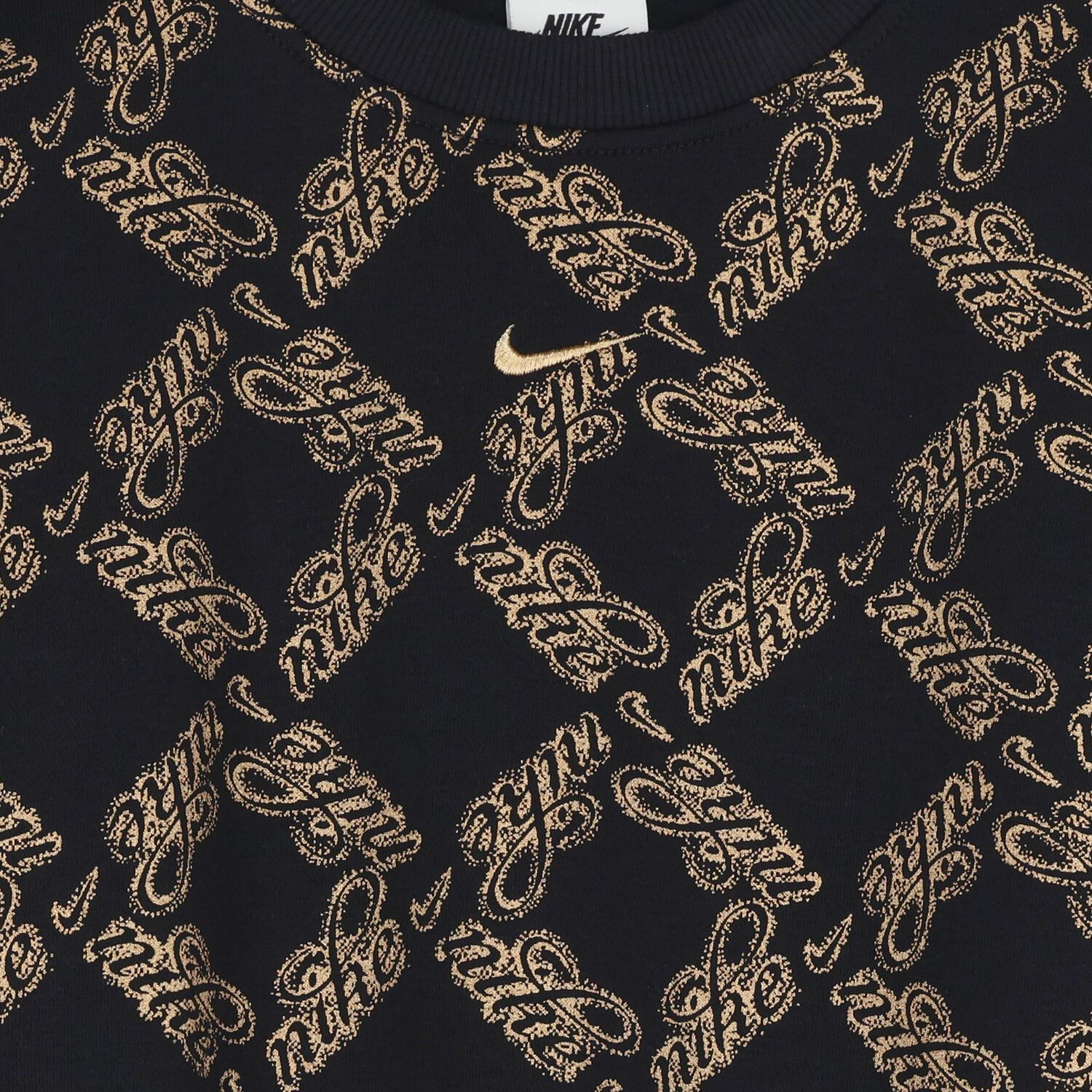 سويت شيرت بالشعارباللون الأسود والذهبي للبنات, 1, hi-res