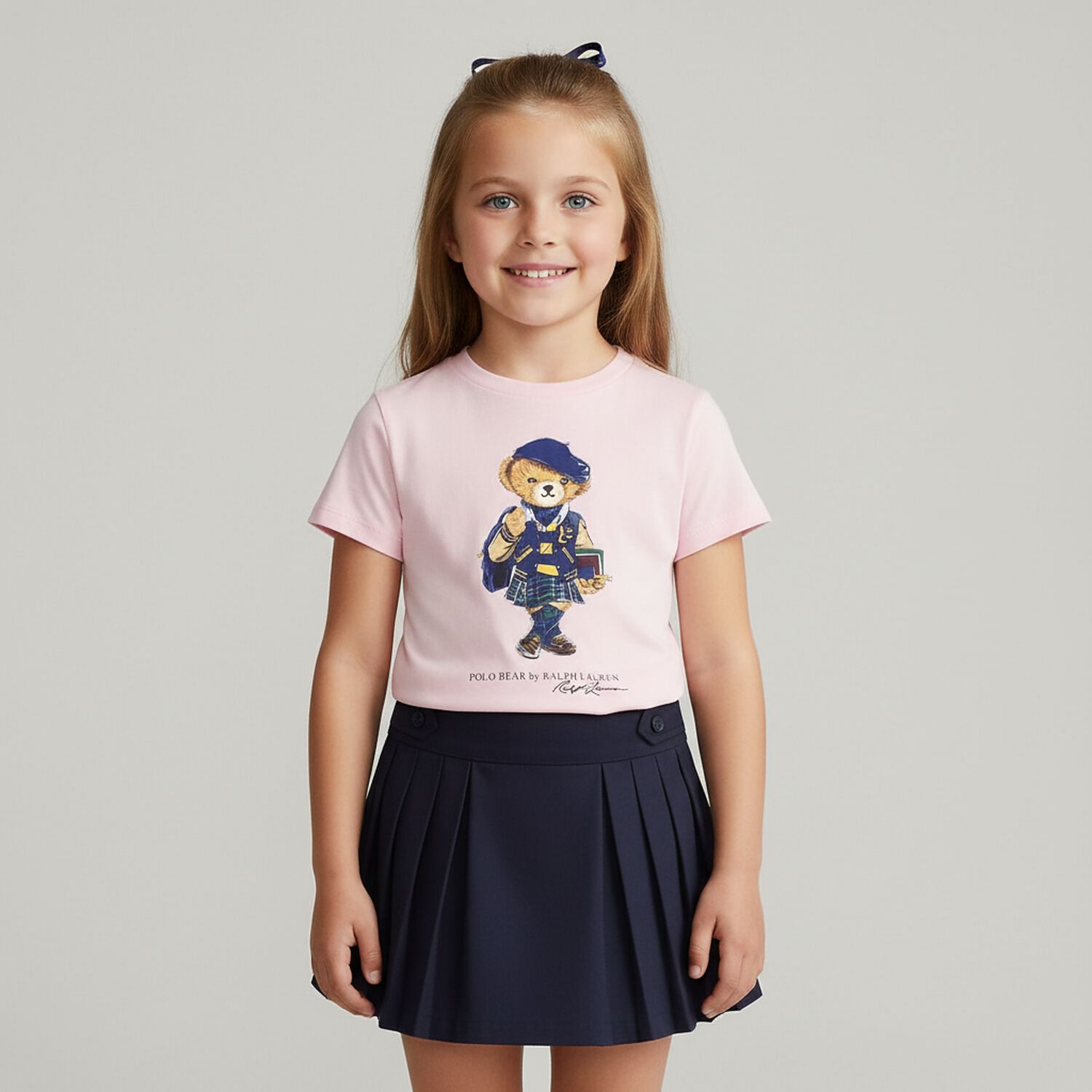 Girls Pink Polo Bear T-Shirt, 1, hi-res
