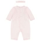 Baby Girls Pink Embroidered Romper Set, 1, hi-res