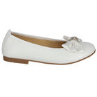 Girls White Embellished Bow Ballerina Shoes, 1, hi-res