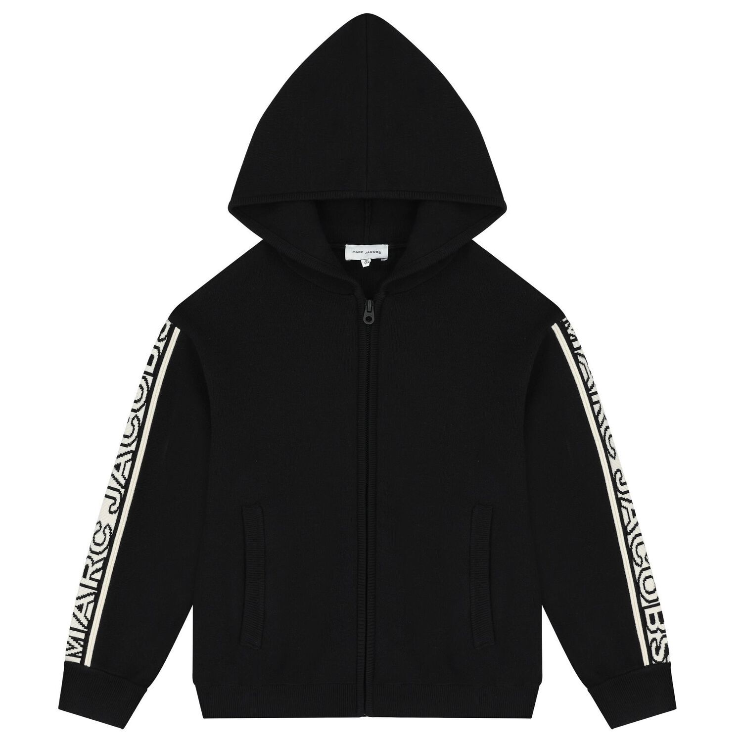 Black Logo Hooded Zip Up Top, 1, hi-res image number null