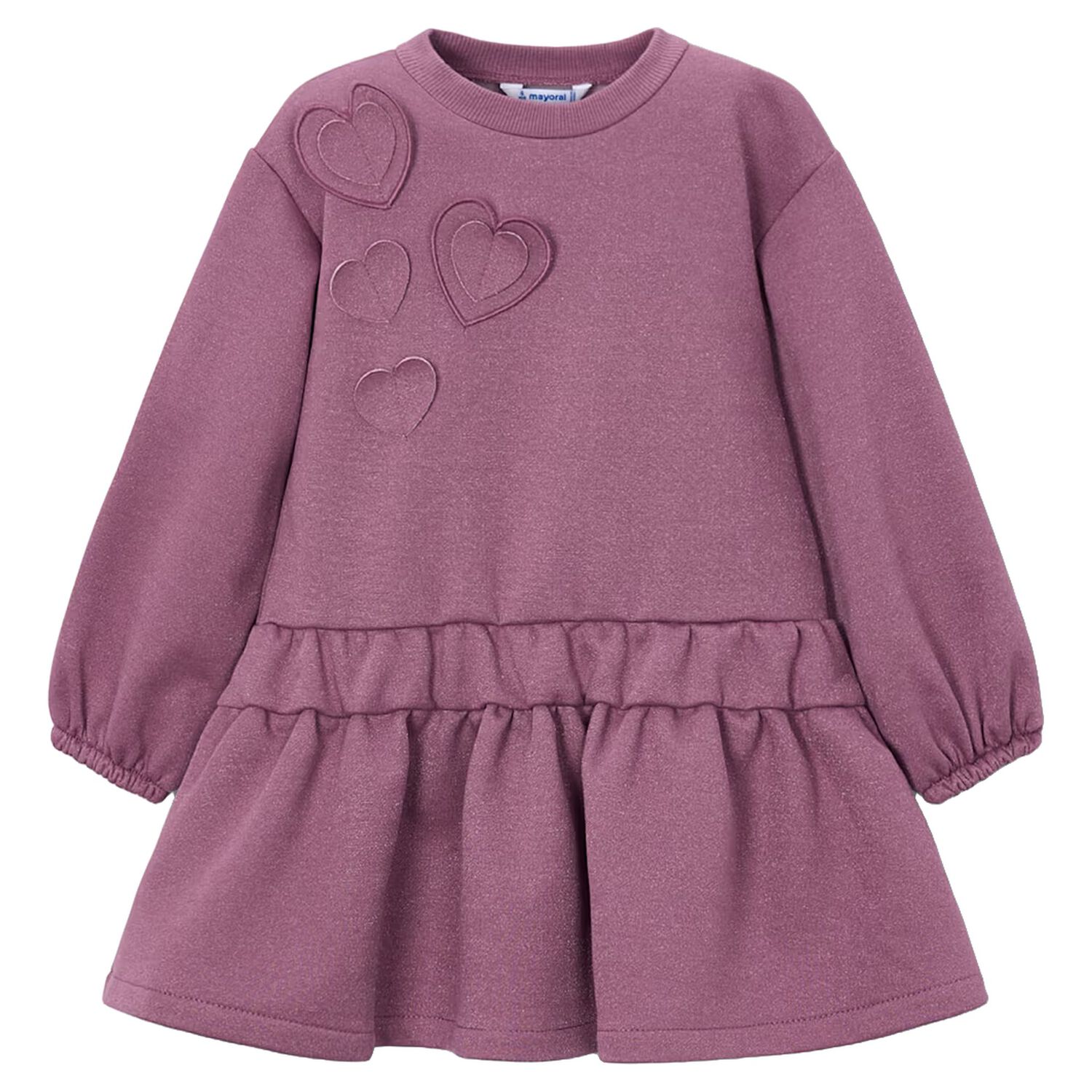 Girls Pink Heart Dress, 1, hi-res