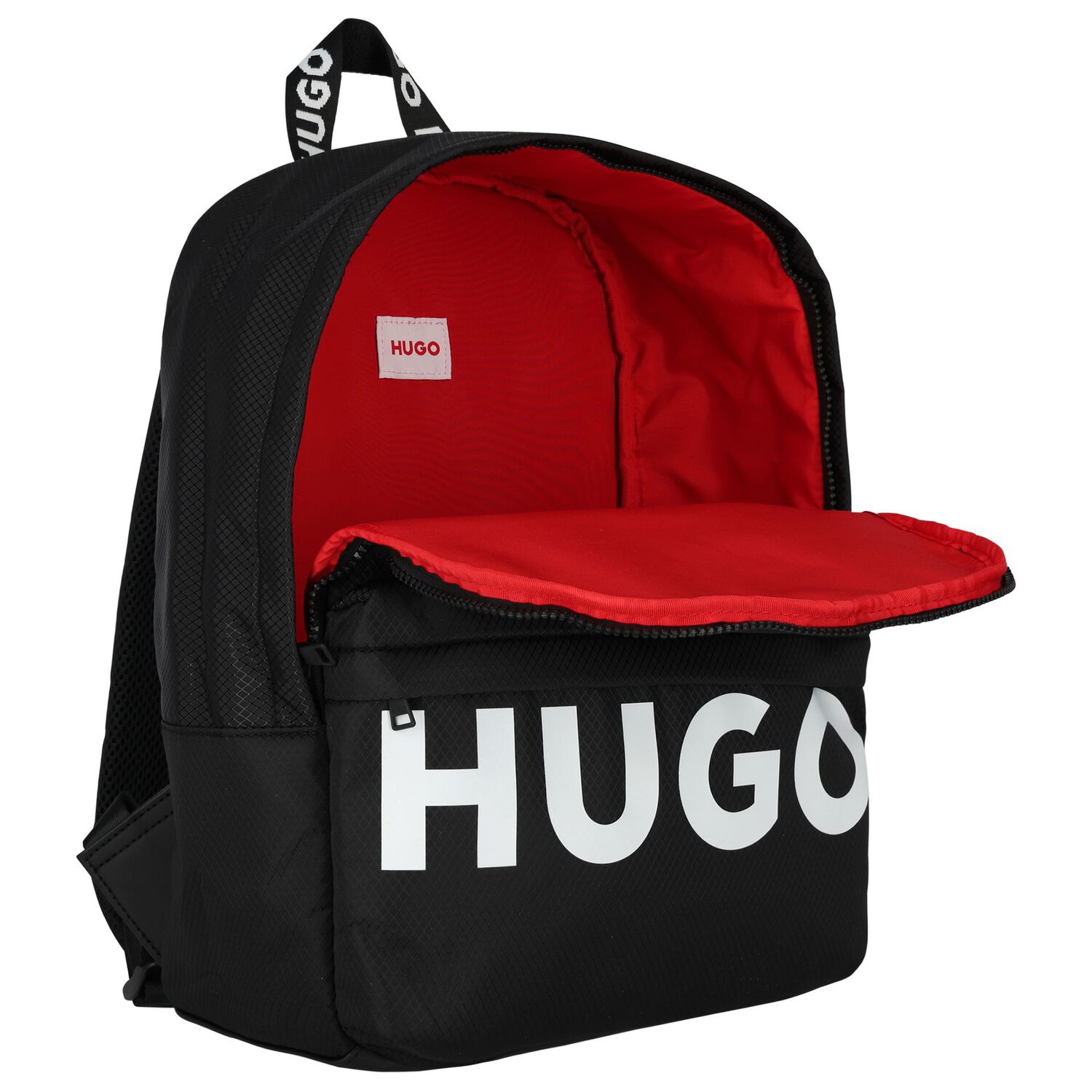 Boys Black Logo Backpack, 1, hi-res