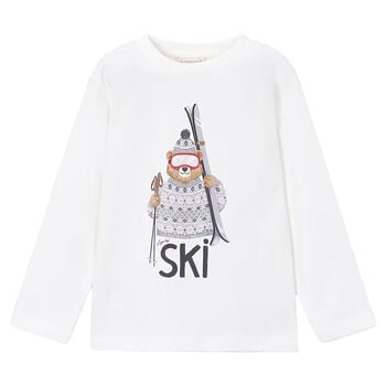 Boys Ivory Bear Long Sleeve Top