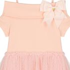 Girls Pink Bow Tulle Dress, 1, hi-res