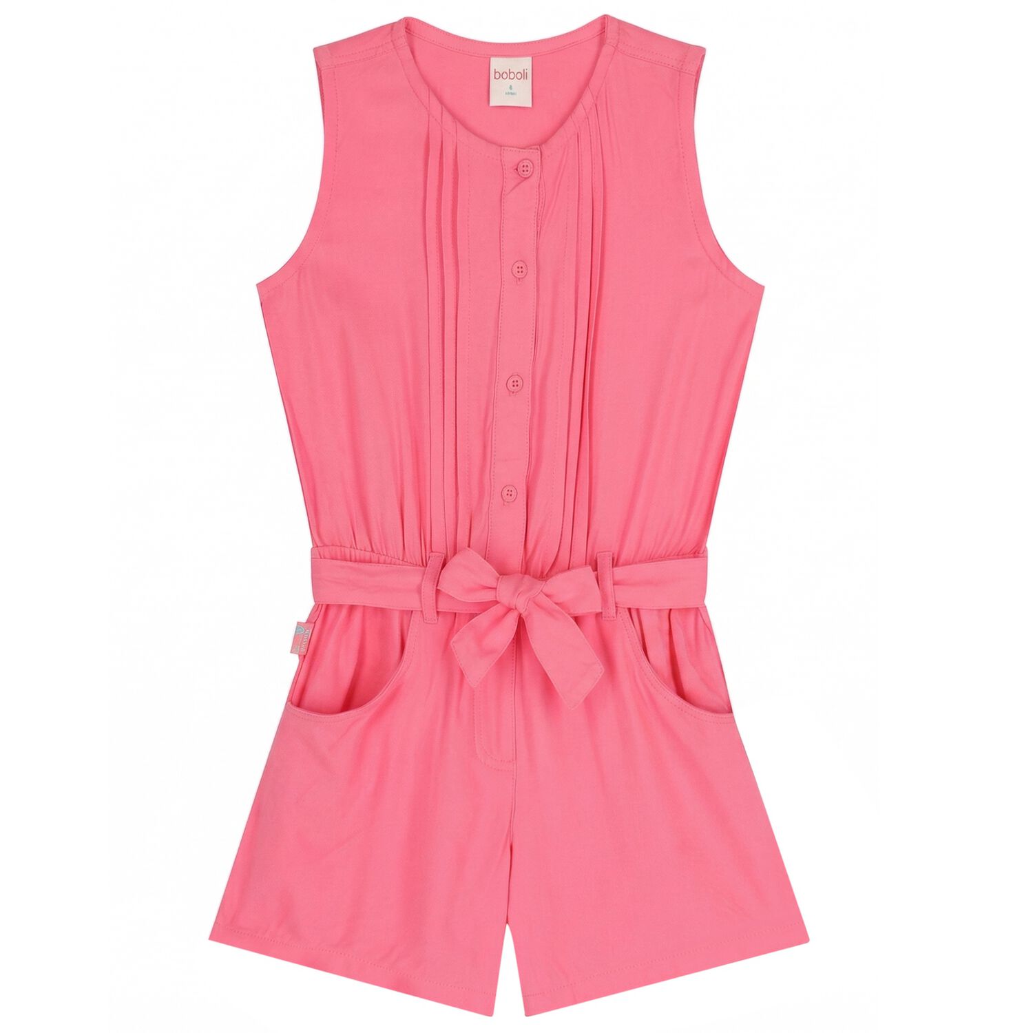 Girls Pink Pleated Playsuit, 1, hi-res