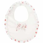 Baby Girls White Floral Bib, 1, hi-res