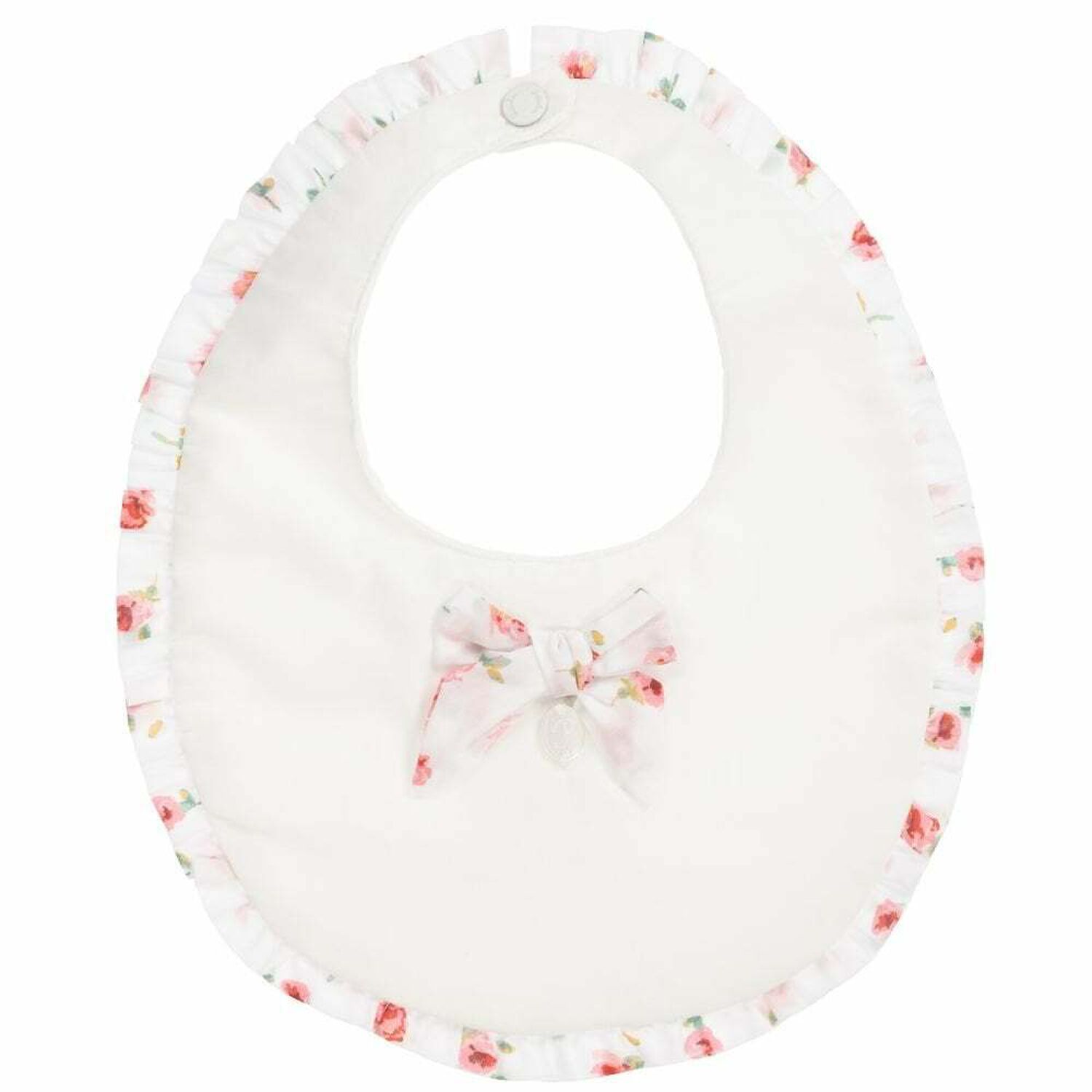 Baby Girls White Floral Bib, 1, hi-res image number null