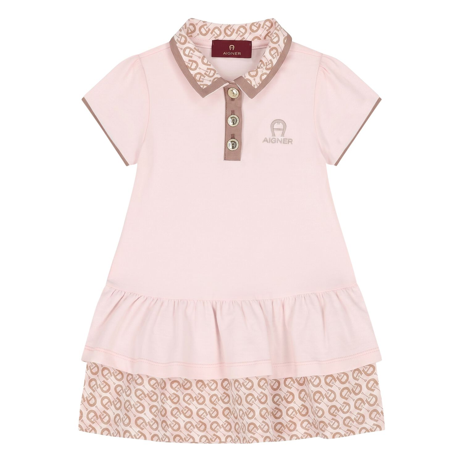 Younger Girls Pink Logo Polo Dress, 3, hi-res