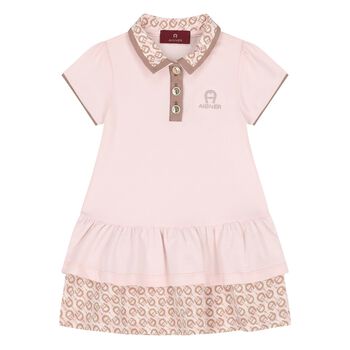 Younger Girls Pink Logo Polo Dress