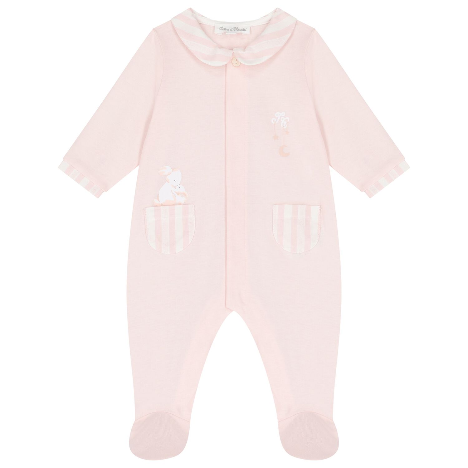 Baby Girls Ivory & Pink Logo Babygrow, 3, hi-res image number null