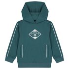 Boys Green Logo Hooded Top, 1, hi-res