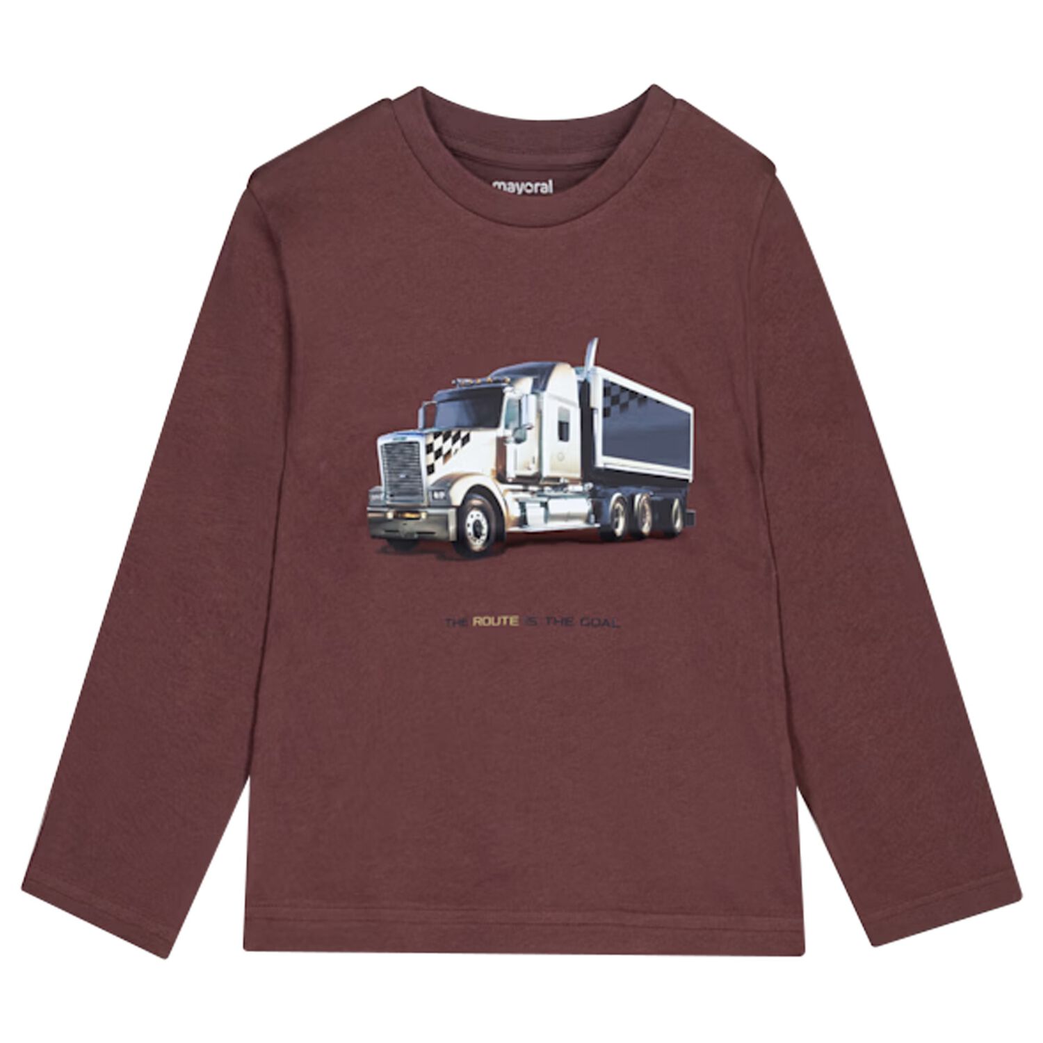 Boys Burgundy Truck Long Sleeve Top, 1, hi-res