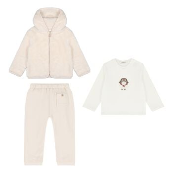 Baby Boys Beige & White Sheep Tracksuit ( 3 Piece )