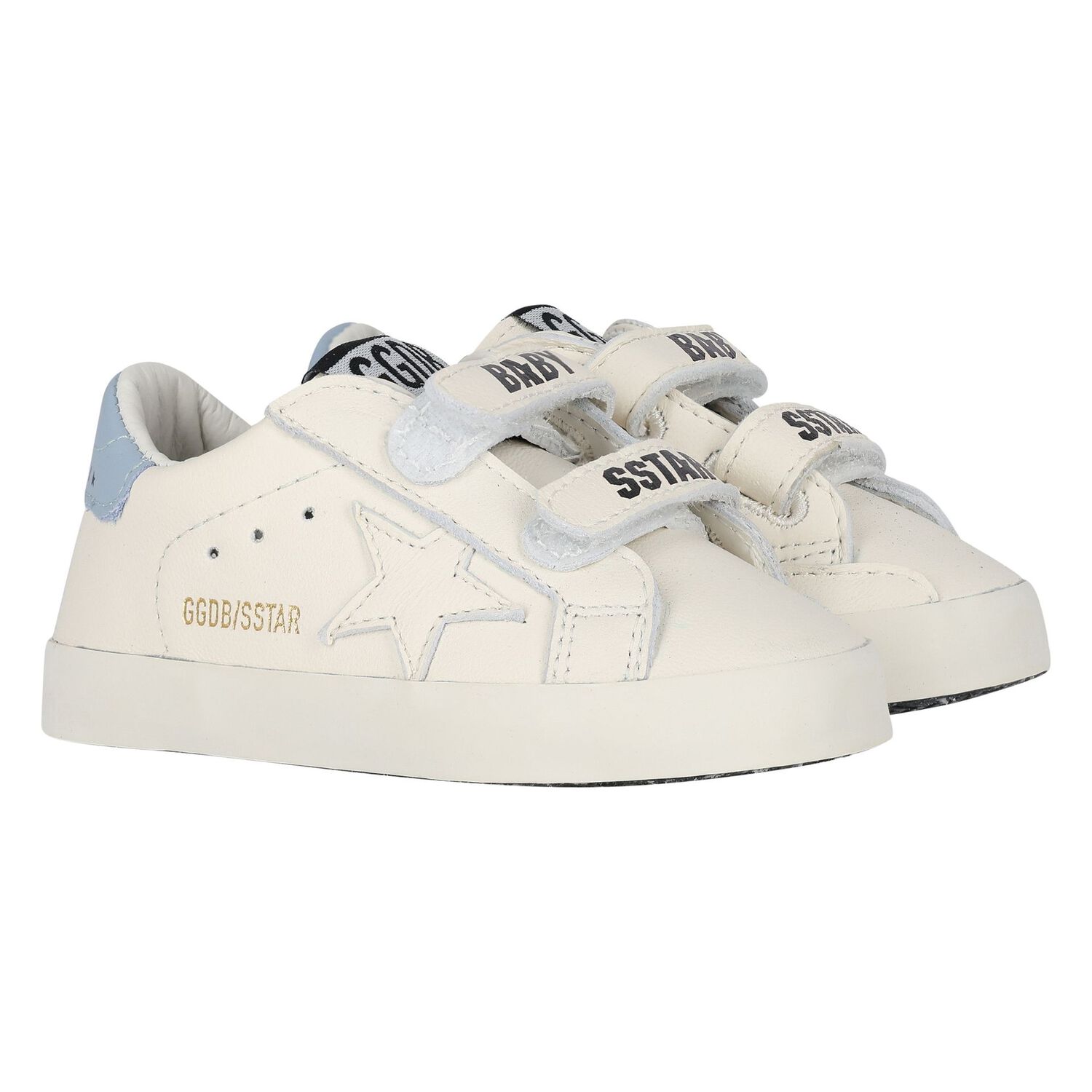 طقم أحذية ما قبل المشي من الجلد باللون العاجي والأزرق, 1, hi-res