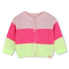 Younger Girls Pink Sequin Knitted Cardigan, 1, hi-res
