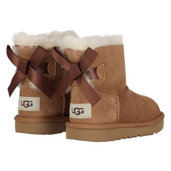 Younger Girls Beige Mini Bailey Bow II Suede Boots
