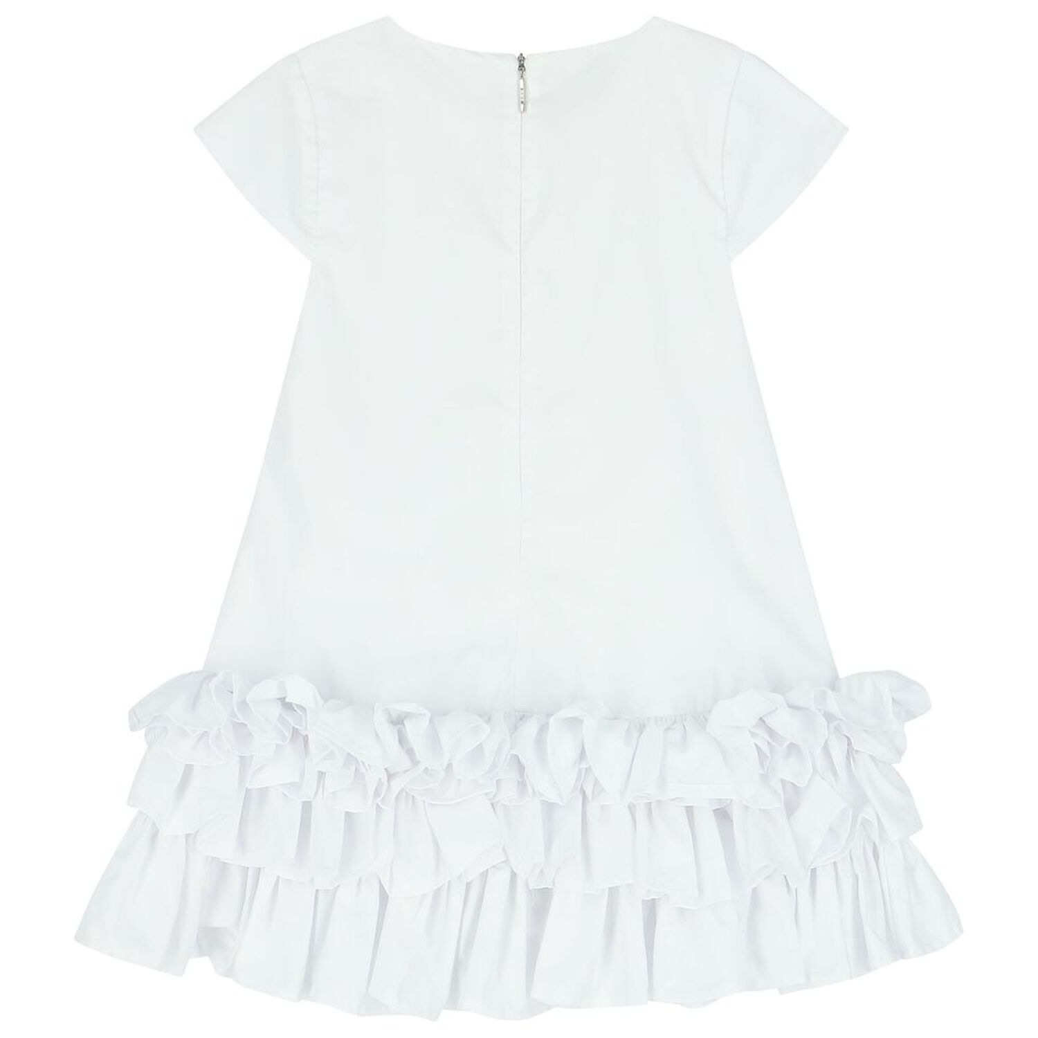 MSGM Girls White Logo Ruffled Dress | Junior Couture USA