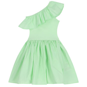 Girls Green Ruffle Dress