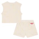 Girls Ivory Logo Shorts Set, 1, hi-res