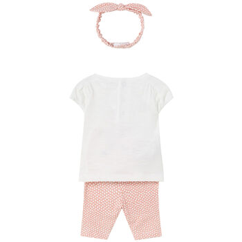 Baby Girls White & Orange Leggings Set