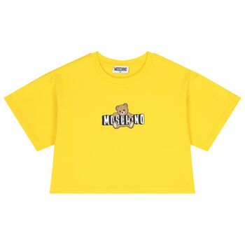 Girls Yellow Teddy Bear Logo T-Shirt