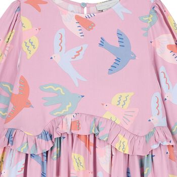 Girls Pink Birds Dress