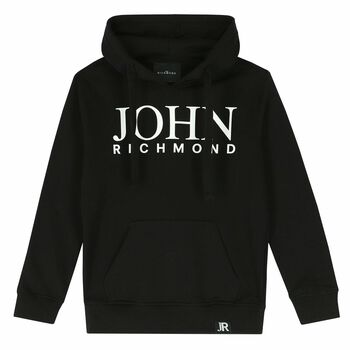 Boys Black Logo Hooded Top