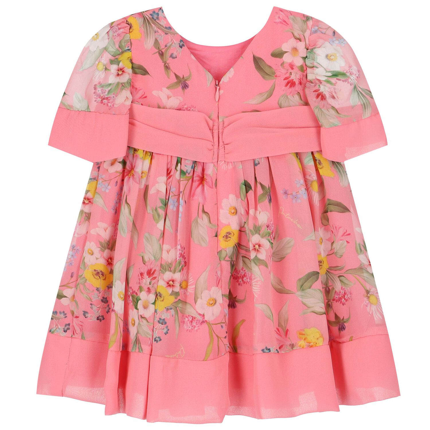 Baby Girls Pink Floral Chiffon Dress, 1, hi-res image number null