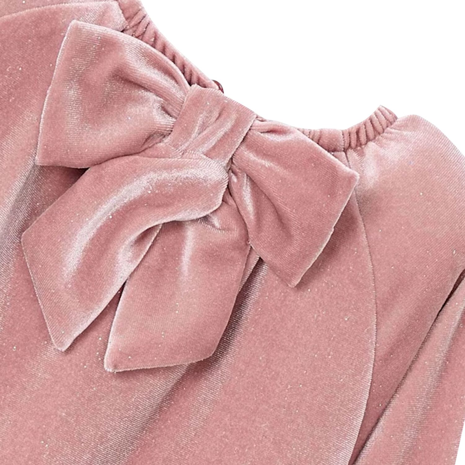 فستان بنات من المخمل باللون الوردى اللامع , 2, hi-res