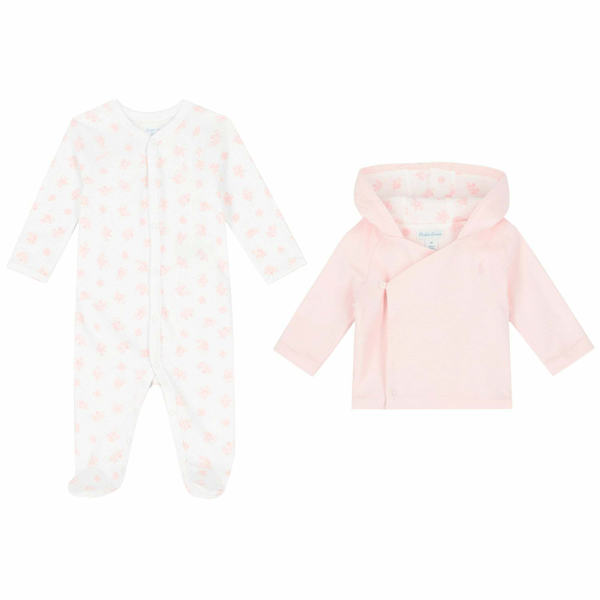 Ralph Lauren Baby Girls White Pink Babygrow Set Junior Couture USA