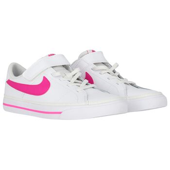Girls White & Pink Court Legacy Trainers