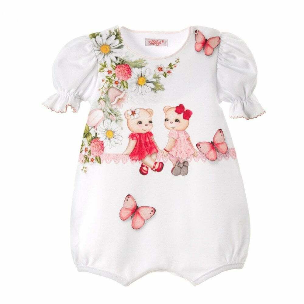 Sofija Baby Girls White Floral Romper Junior Couture