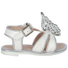Girls White & Silver Butterfly Sandals, 1, hi-res