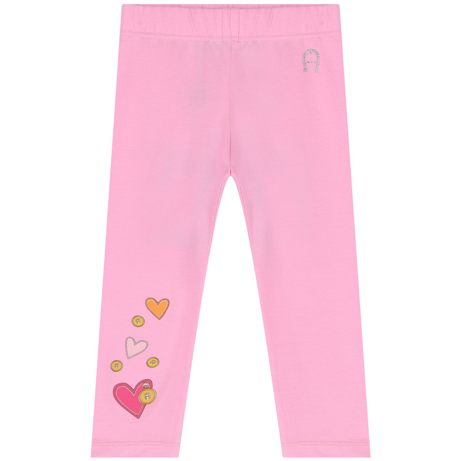 Younger Girls Pink Heart Leggings, 2, hi-res image number null