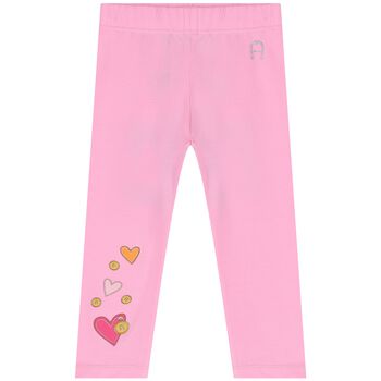 Younger Girls Pink Heart Leggings