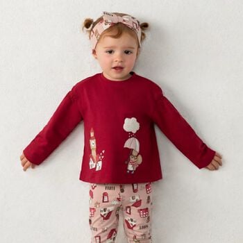 Younger Girls Red & Pink Leggings Set