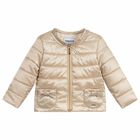 Younger Girls Gold Puffer Jacket, 1, hi-res